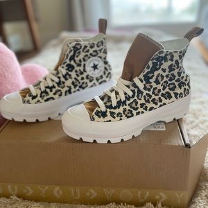Custom made animal print converse high tops